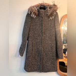 Elie Tahari Coat with Fox Fur Trim Removable Hood